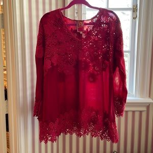 Johnny Was red lace tunic